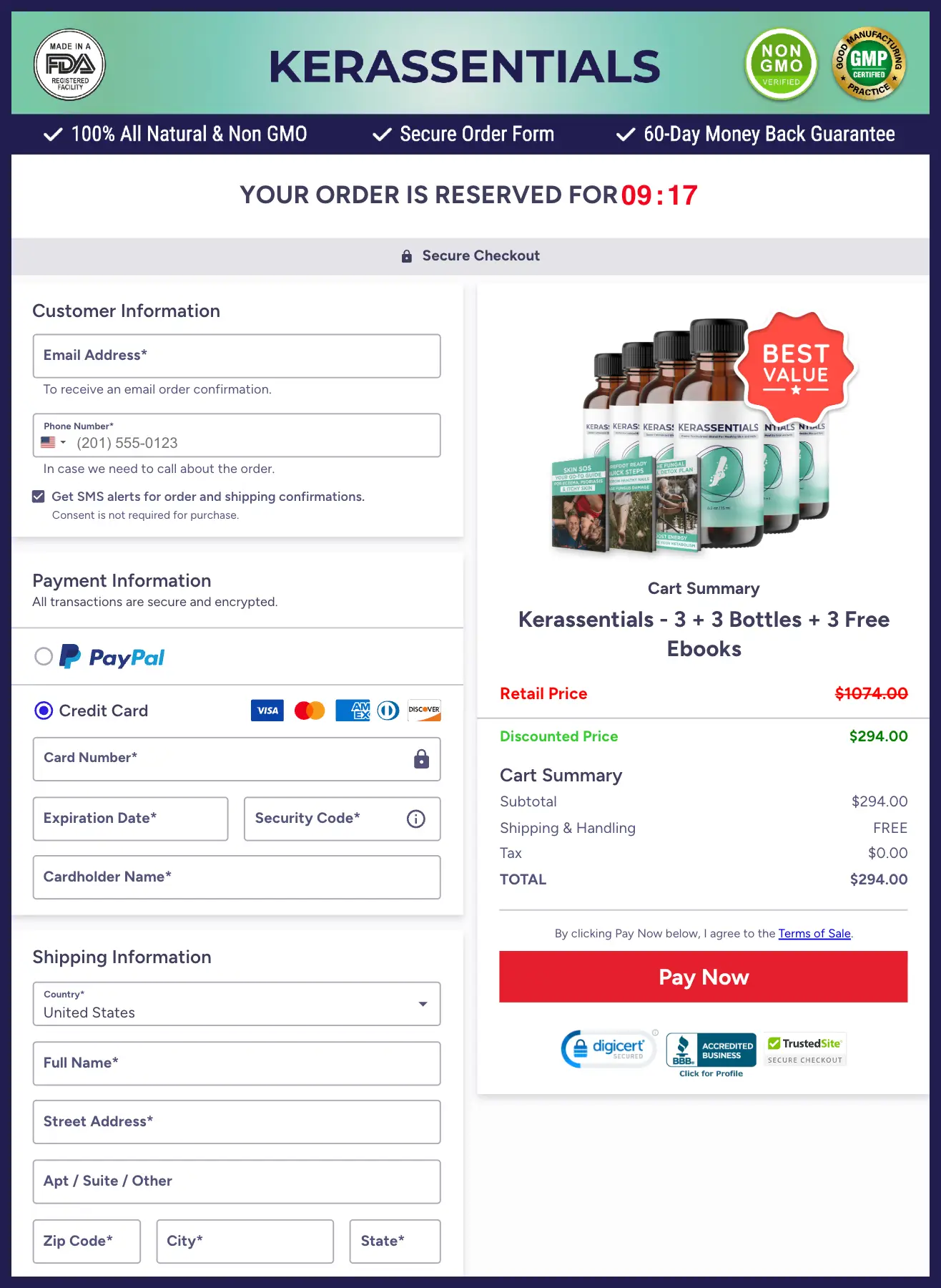 Kerassentials Official Website Secure Order Page